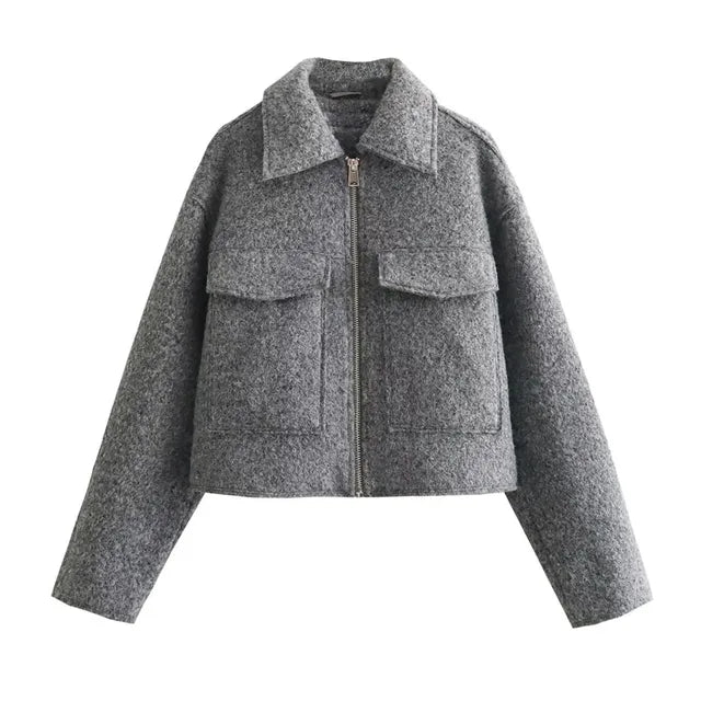 Tweed Jas Herfst Collectie Vergeet-Me-Nietjes Stijl - StudioMarella