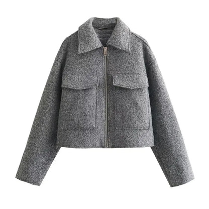 Tweed Jas Herfst Collectie Vergeet-Me-Nietjes Stijl - StudioMarella