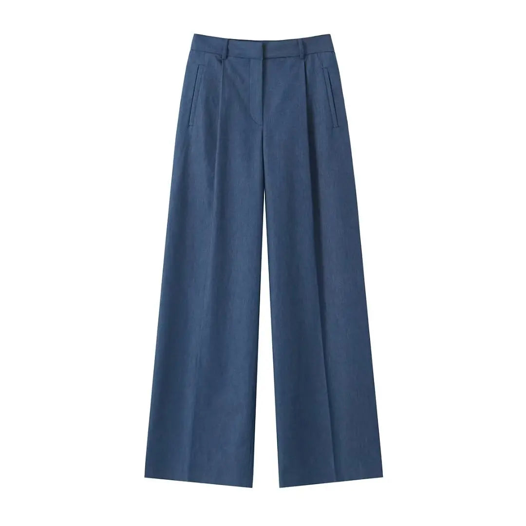 Blauwe Tweedelige Jurk Set Elegante Mode