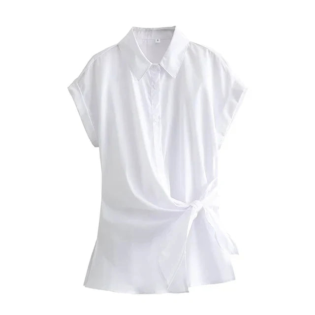 Zomer Shirts met Strik Asymmetrisch Vrouwen Blouse - StudioMarella