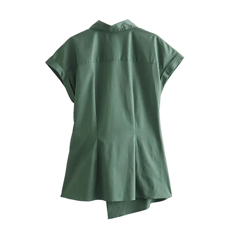 Zomer Shirts met Strik Asymmetrisch Vrouwen Blouse