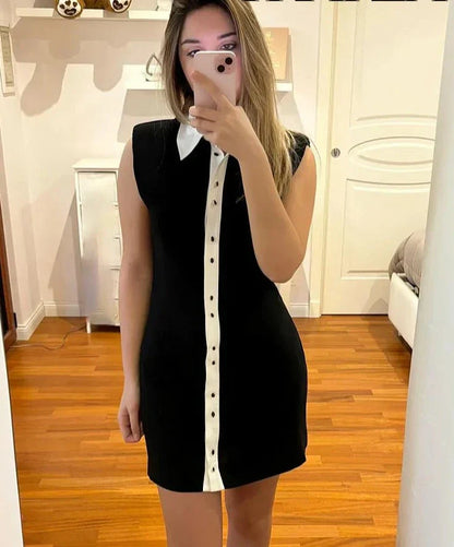 Korte Zomer Jurk Zwarte Mini Jurk voor Vrouw