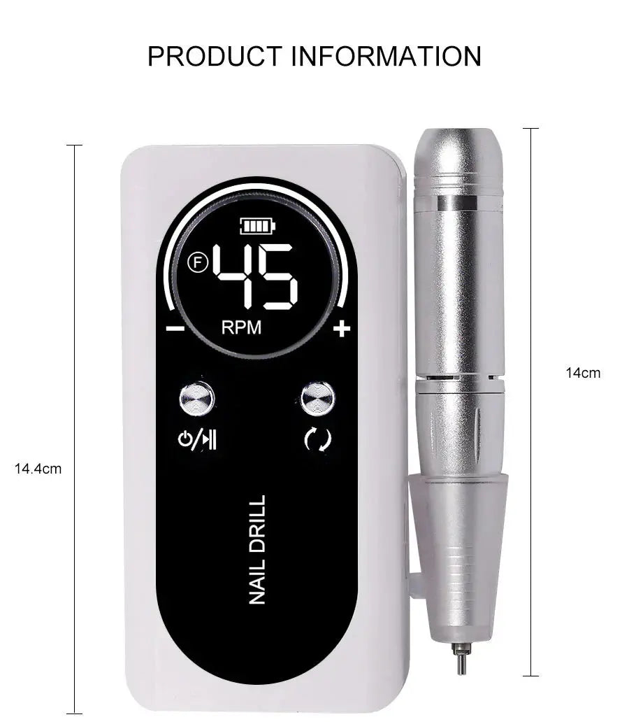 Professionele Nagelfrees 45.000 TPM Oplaadbaar – USB-C Elektrisch Nagelverzorging Systeem voor Acryl, Gellak en Natuurlijke Nagels