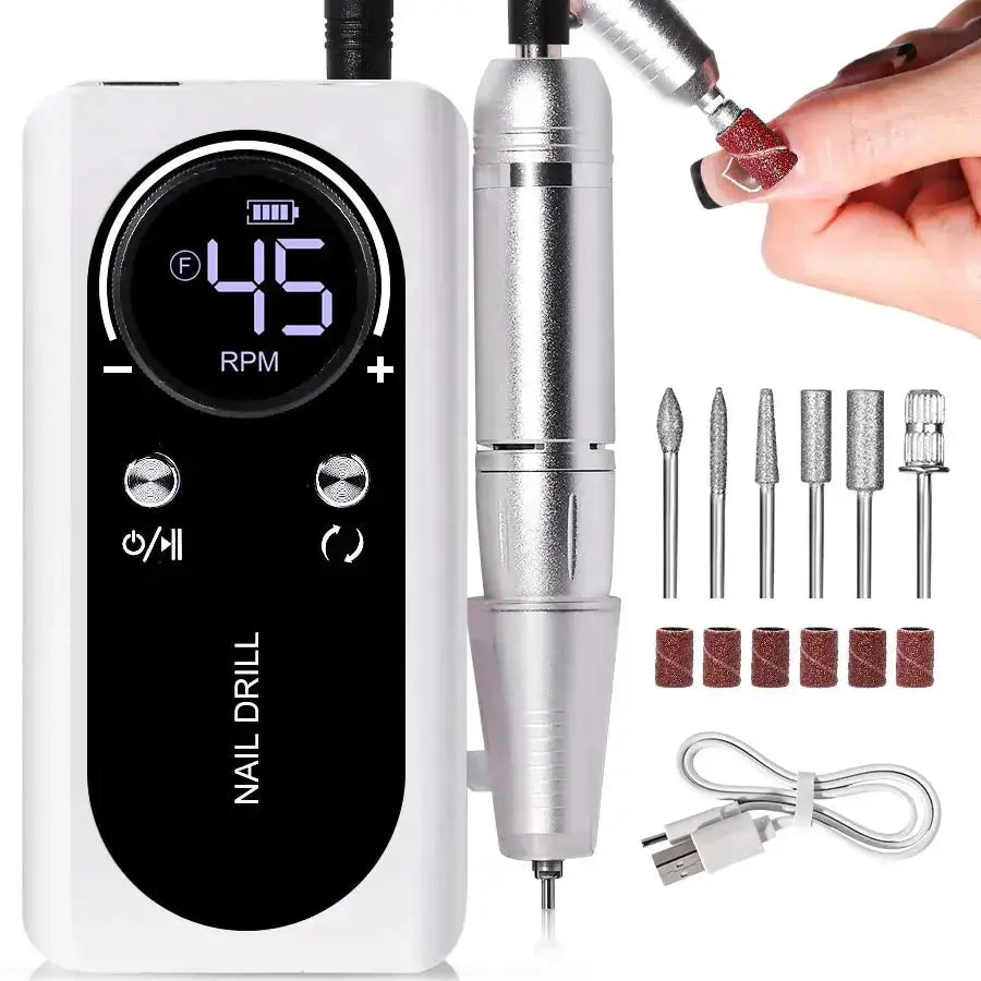 Professionele Nagelfrees 45.000 TPM Oplaadbaar – USB-C Elektrisch Nagelverzorging Systeem voor Acryl, Gellak en Natuurlijke Nagels