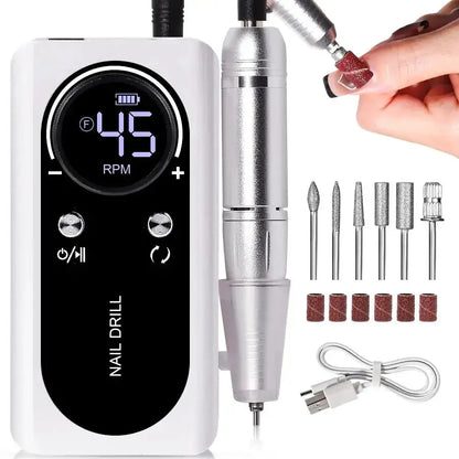 Professionele Nagelfrees 45.000 TPM Oplaadbaar – USB-C Elektrisch Nagelverzorging Systeem voor Acryl, Gellak en Natuurlijke Nagels