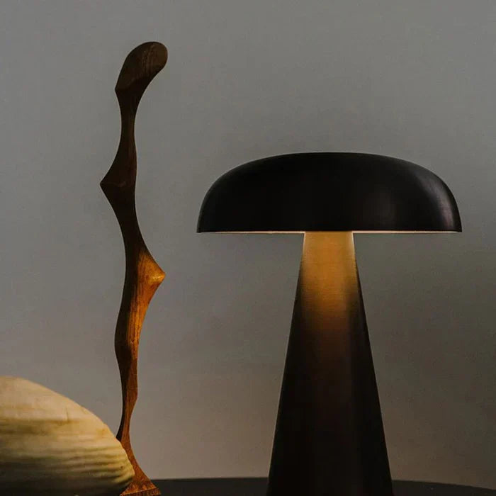 Tafellamp Paddenstoel Metaal Goud Draadloos Oplaadbaar Dimbaar 3000K Woonkamer Slaapkamer Bureaulamp Touch Sfeerverlichting