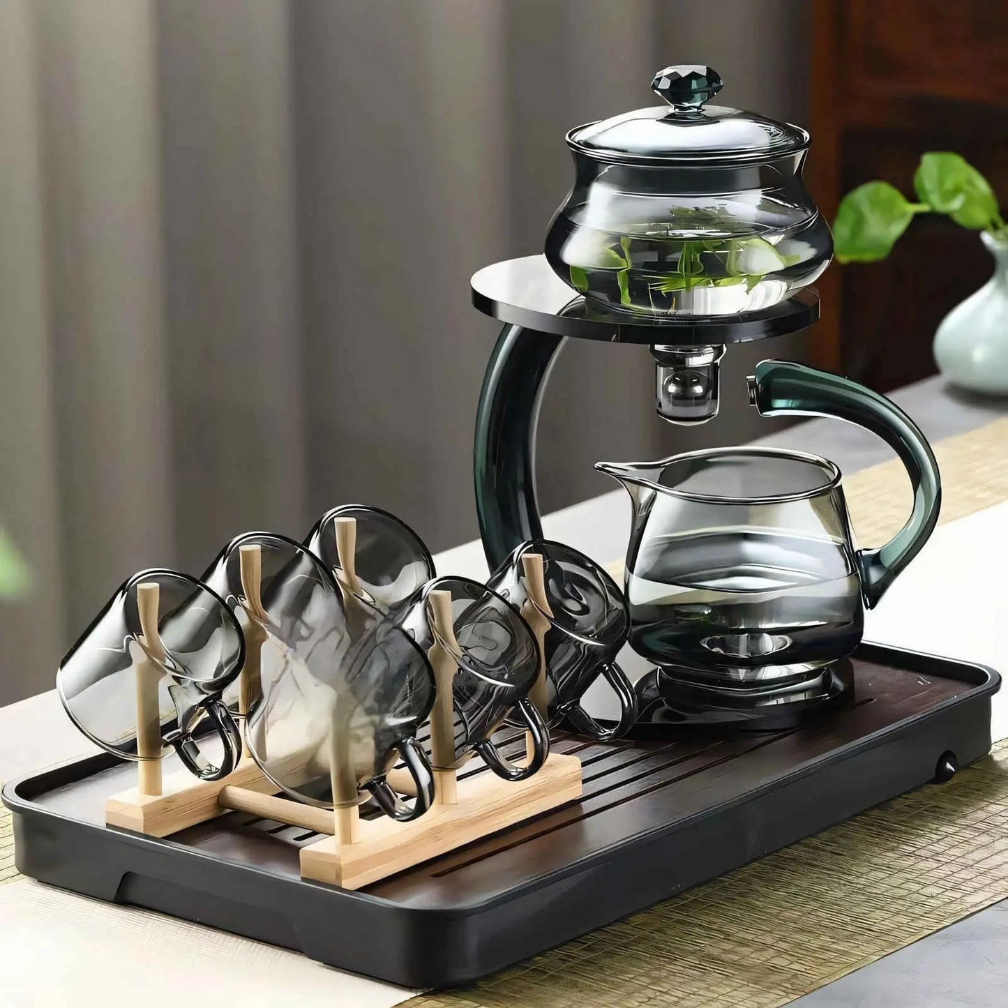 Glazen Theepot met Magnetisch Filter Infuser Goud Zwart Warmtebestendig Premium