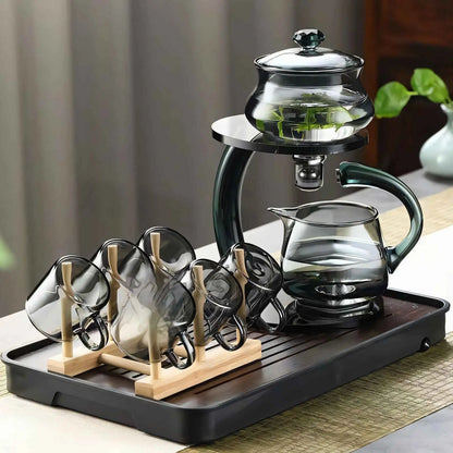 Glazen Theepot met Magnetisch Filter Infuser Goud Zwart Warmtebestendig Premium