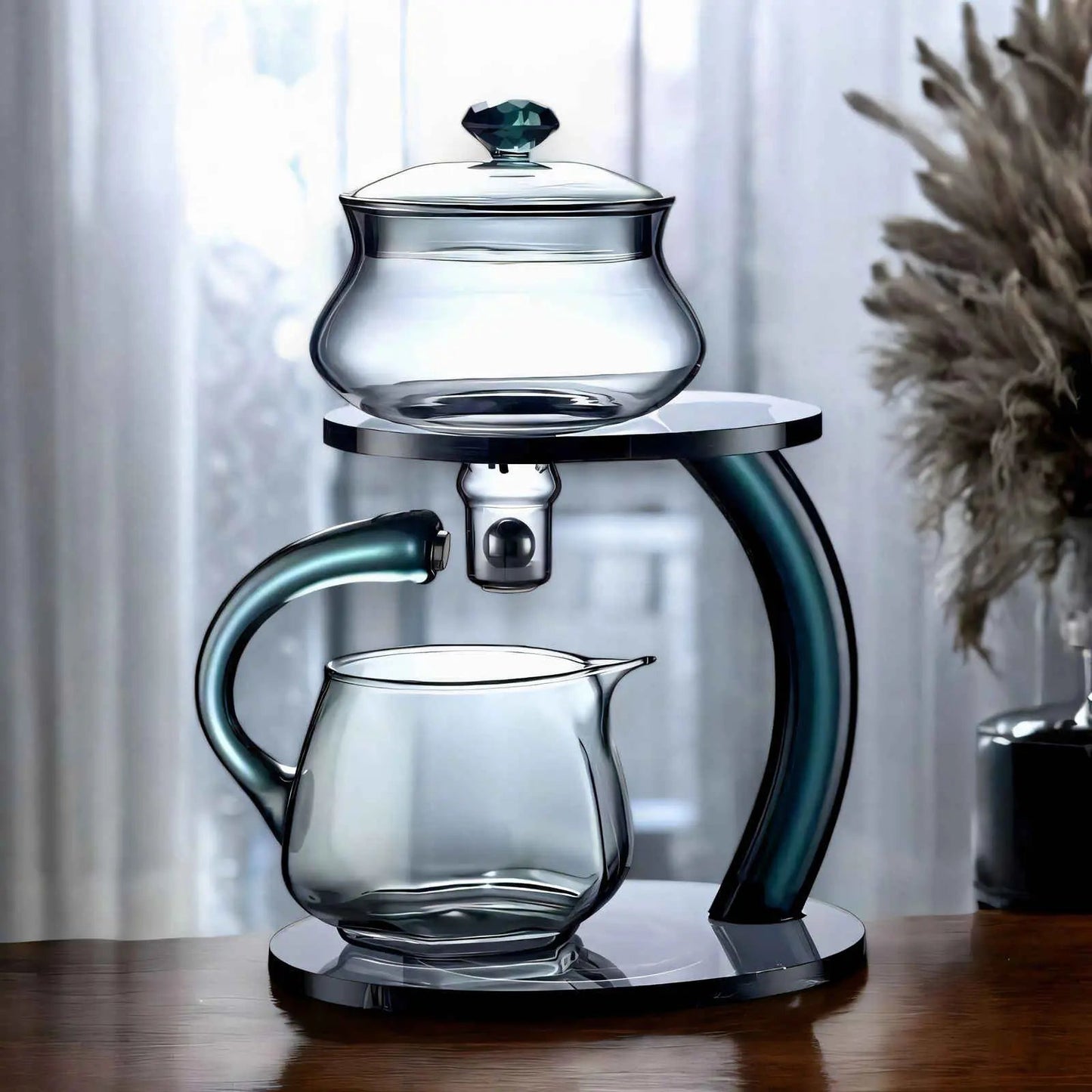 Glazen Theepot met Magnetisch Filter Infuser Goud Zwart Warmtebestendig Premium