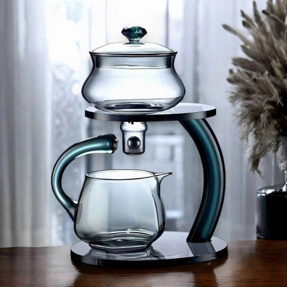 Glazen Theepot met Magnetisch Filter Infuser Goud Zwart Warmtebestendig Premium