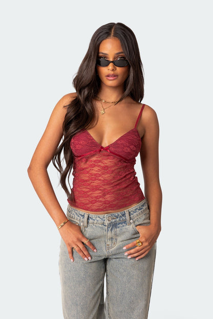 Kanten Top | Transparante Vrouwelijke Amarisse Blouse - StudioMarella