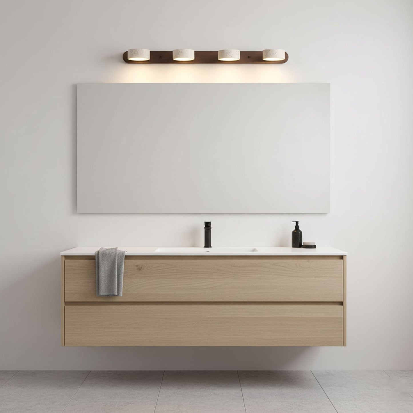 Travertijn Wandlamp Met Houten Basis En Dubbele LED Lichtbron Natuurlijke Steen Design Wandverlichting Voor Slaapkamer Hal En Woonkamer