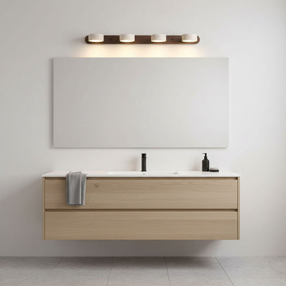 Travertijn Wandlamp Met Houten Basis En Dubbele LED Lichtbron Natuurlijke Steen Design Wandverlichting Voor Slaapkamer Hal En Woonkamer
