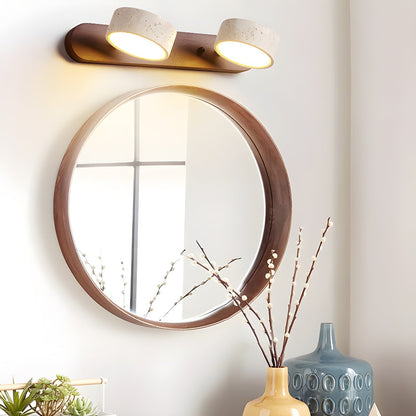 Travertijn Wandlamp Met Houten Basis En Dubbele LED Lichtbron Natuurlijke Steen Design Wandverlichting Voor Slaapkamer Hal En Woonkamer