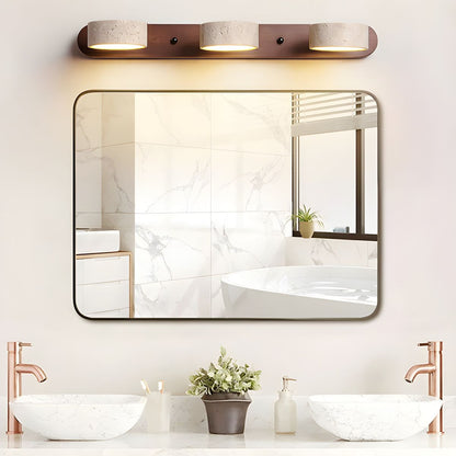 Travertijn Wandlamp Met Houten Basis En Dubbele LED Lichtbron Natuurlijke Steen Design Wandverlichting Voor Slaapkamer Hal En Woonkamer