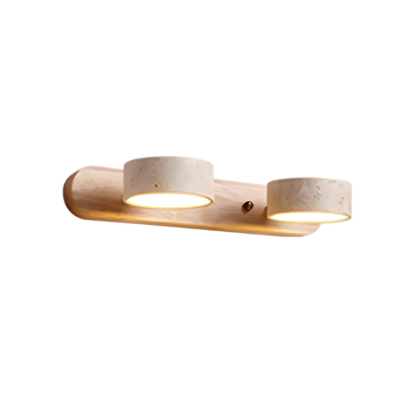 Travertijn Wandlamp Met Houten Basis En Dubbele LED Lichtbron Natuurlijke Steen Design Wandverlichting Voor Slaapkamer Hal En Woonkamer