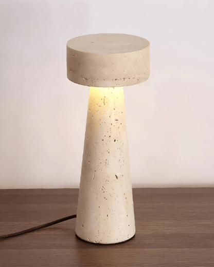 Tafellamp Travertin Natuursteen Kolom Design 30cm Beige Sfeerverlichting