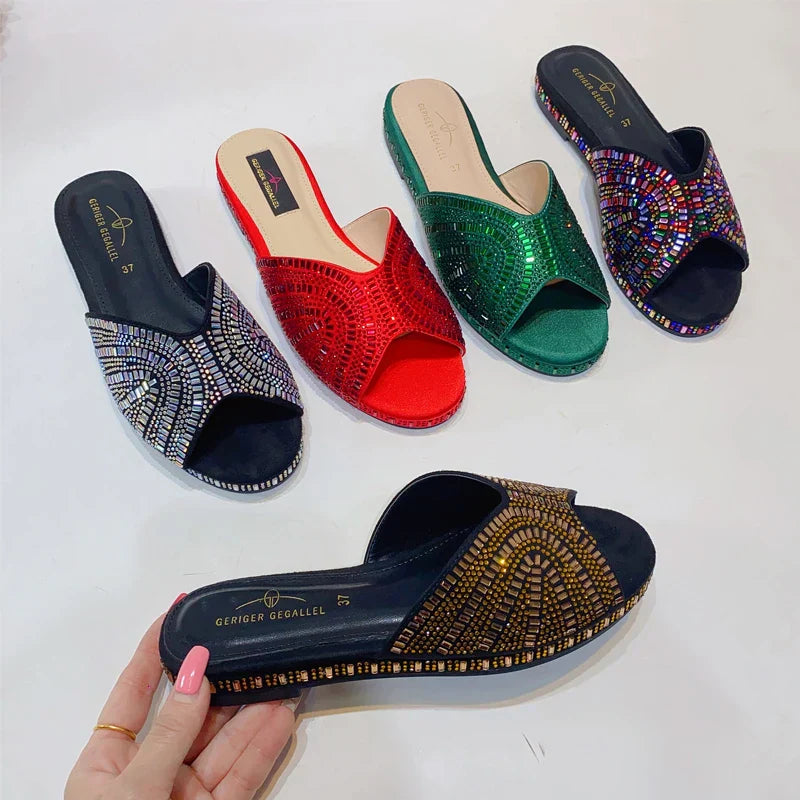 Zomer Sandalen Glimmende Juwelen Versiering