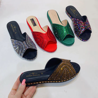 Zomer Sandalen Glimmende Juwelen Versiering