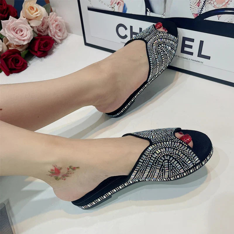 Zomer Sandalen Glimmende Juwelen Versiering