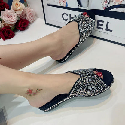 Zomer Sandalen Glimmende Juwelen Versiering