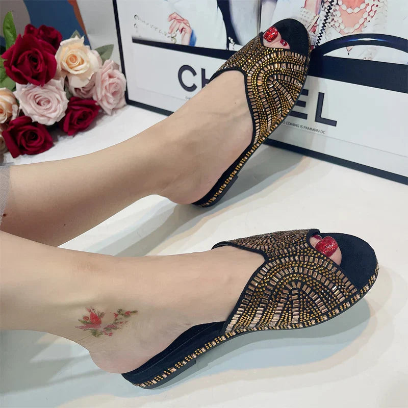 Zomer Sandalen Glimmende Juwelen Versiering
