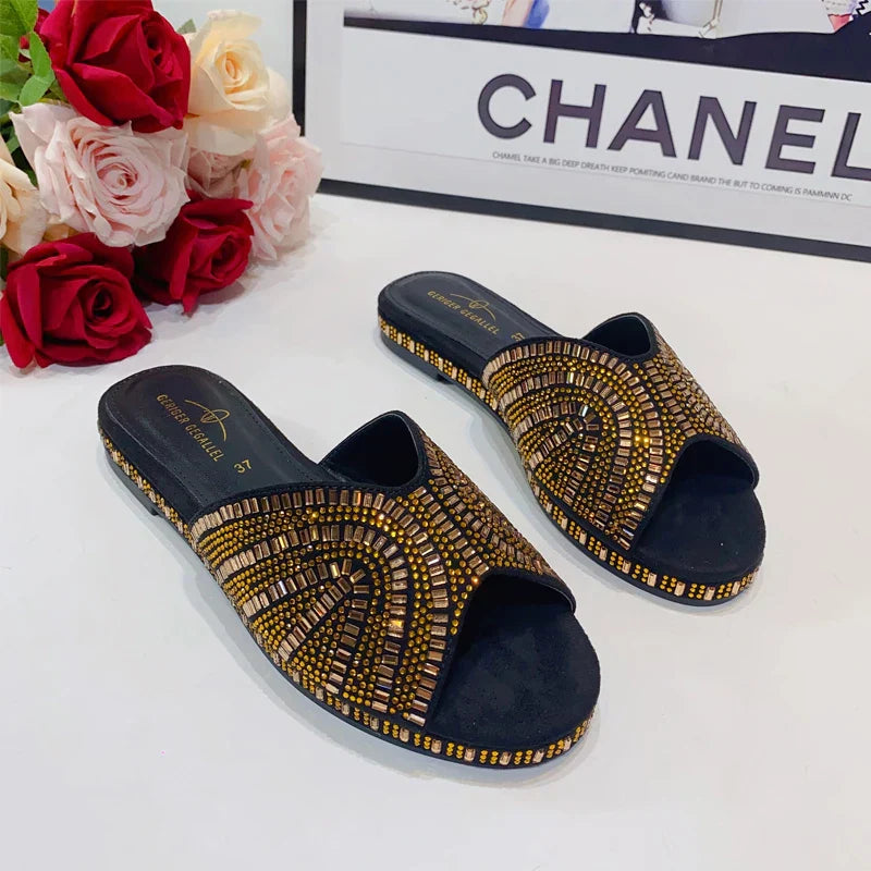 Zomer Sandalen Glimmende Juwelen Versiering