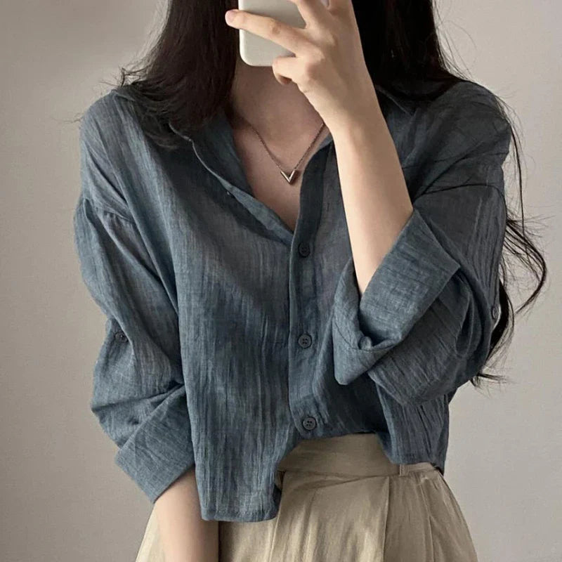Zomerse Blouse Effen Kleur Luchtig en Comfortabel
