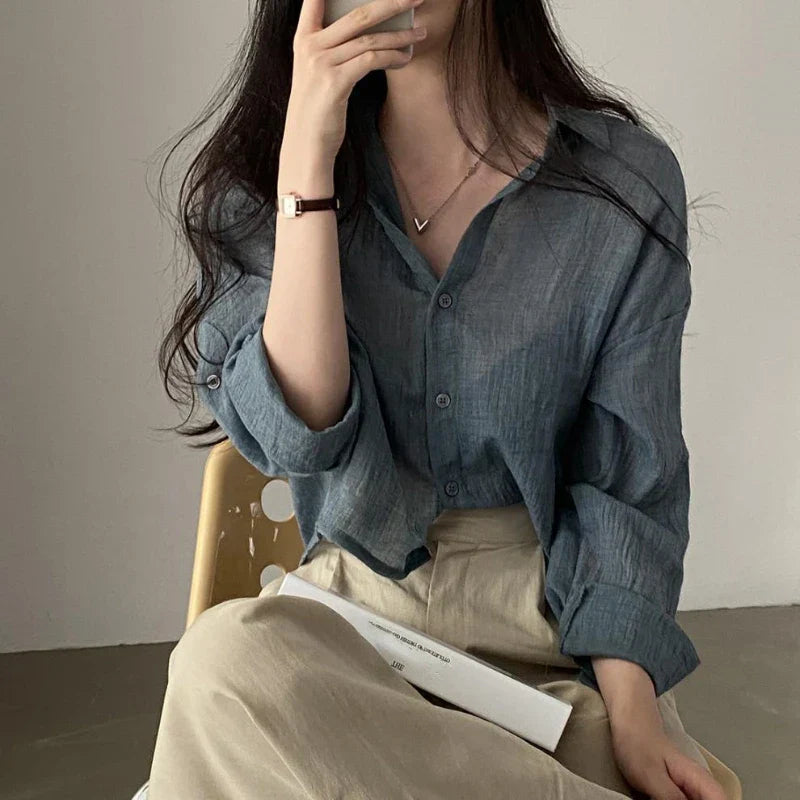 Zomerse Blouse Effen Kleur Luchtig en Comfortabel
