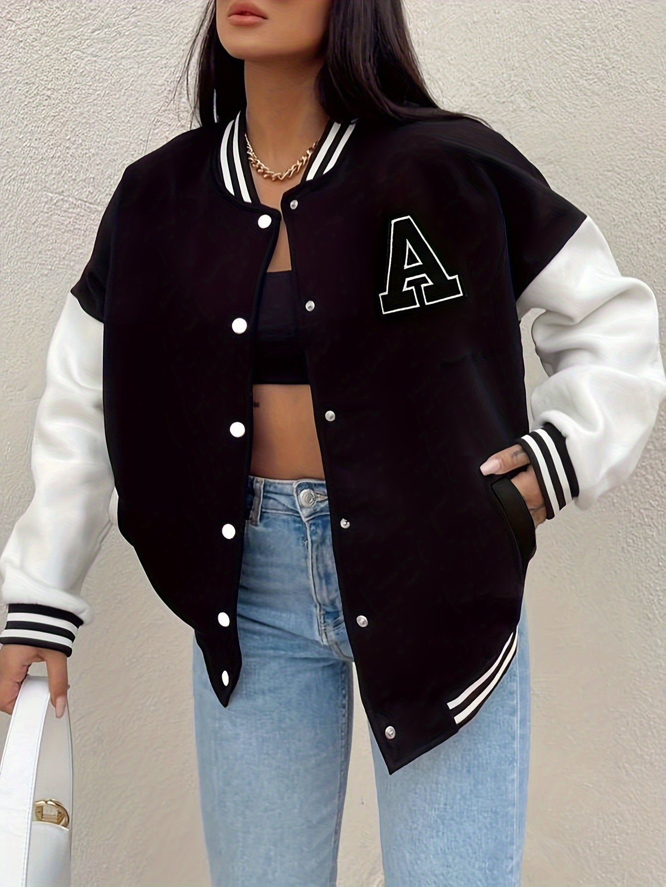 Dames Varsity Jas Sportief Klassieke Stijl