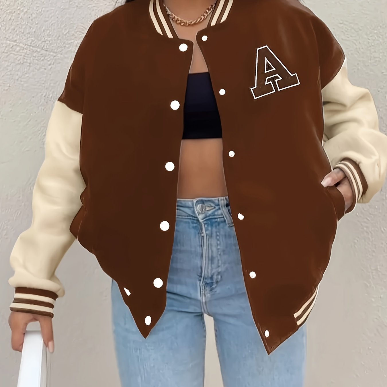Dames Varsity Jas Sportief Klassieke Stijl