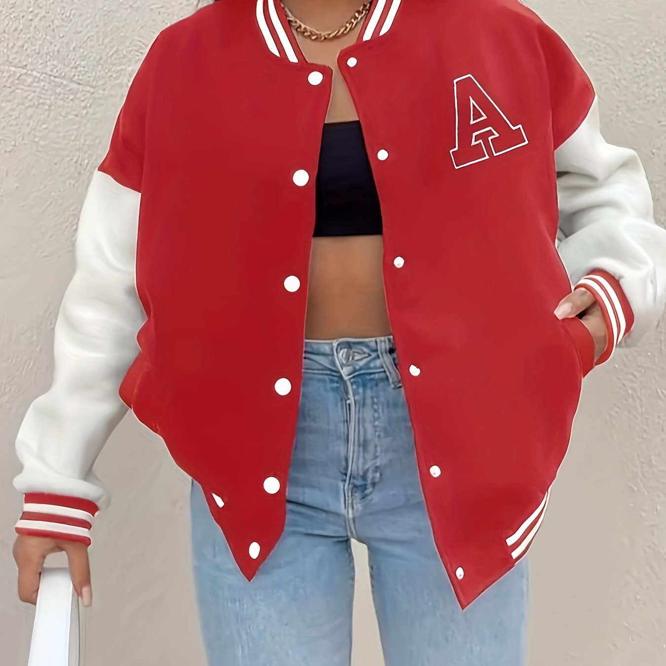 Dames Varsity Jas Sportief Klassieke Stijl
