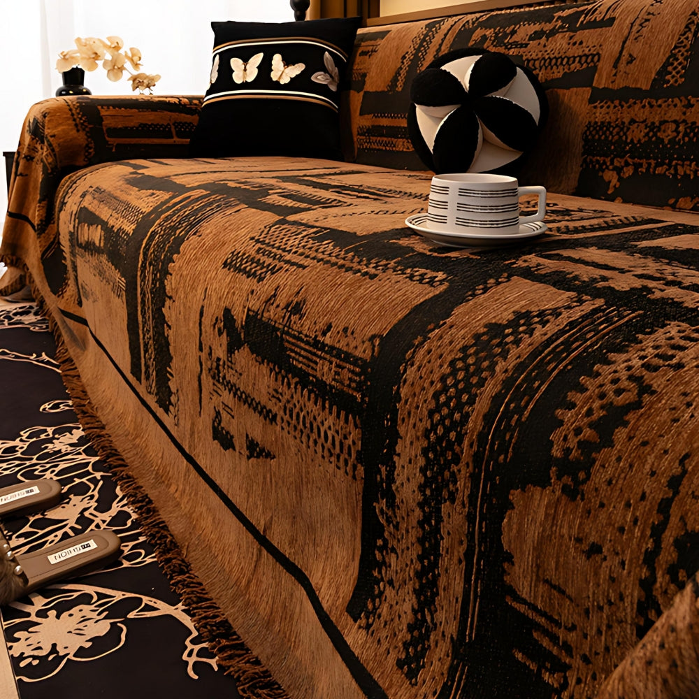 Chenille Bankhoes met Tribal Geometrisch Patroon – Beschermende Sofacover voor 2-3 Persoons Banken en Fauteuils