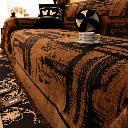 Chenille Bankhoes met Tribal Geometrisch Patroon – Beschermende Sofacover voor 2-3 Persoons Banken en Fauteuils