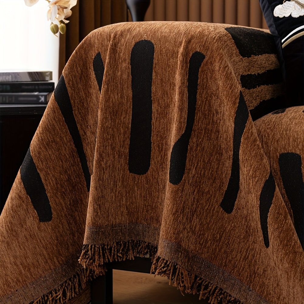 Chenille Bankhoes met Tribal Geometrisch Patroon – Beschermende Sofacover voor 2-3 Persoons Banken en Fauteuils