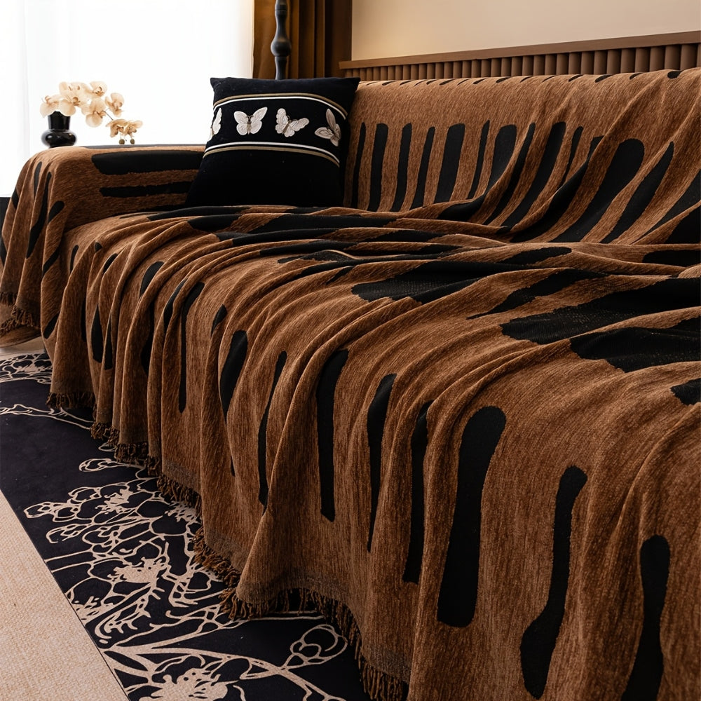 Chenille Bankhoes met Tribal Geometrisch Patroon – Beschermende Sofacover voor 2-3 Persoons Banken en Fauteuils