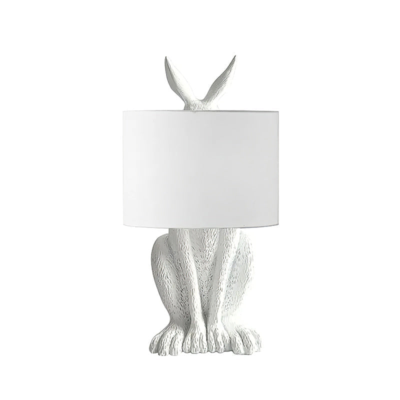 Hazenbeeldje Tafellamp met Stoffen Kap | Modern Design | Kunsthars | Charmante Decoratieve Verlichting