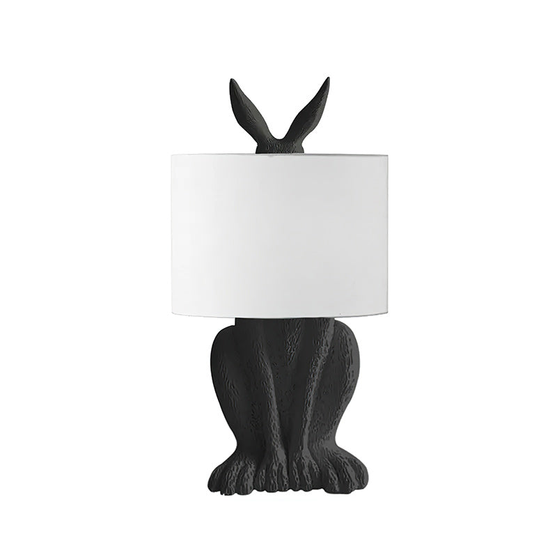 Hazenbeeldje Tafellamp met Stoffen Kap | Modern Design | Kunsthars | Charmante Decoratieve Verlichting