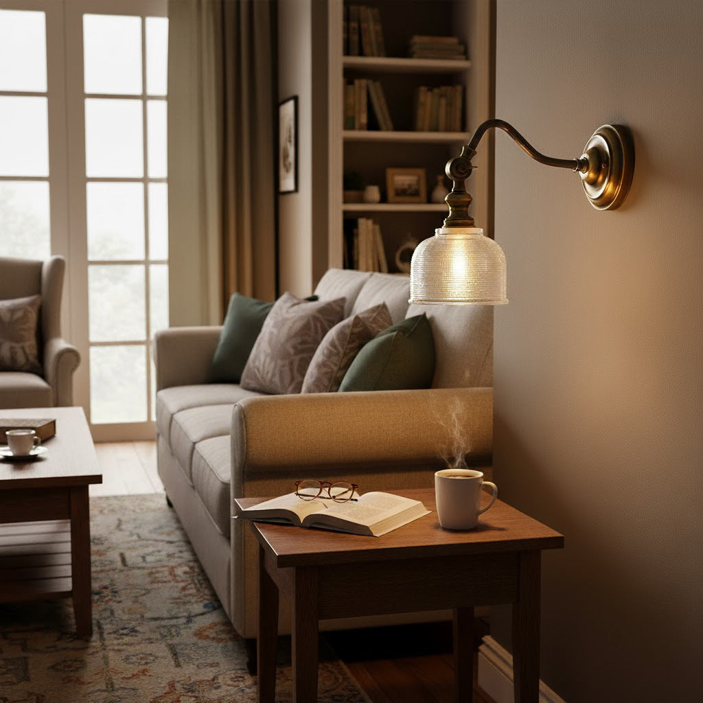 Tristan Wandlamp Messing & Glas – Klassiek Design met Warm Licht voor Keuken Eetkamer Woonkamer