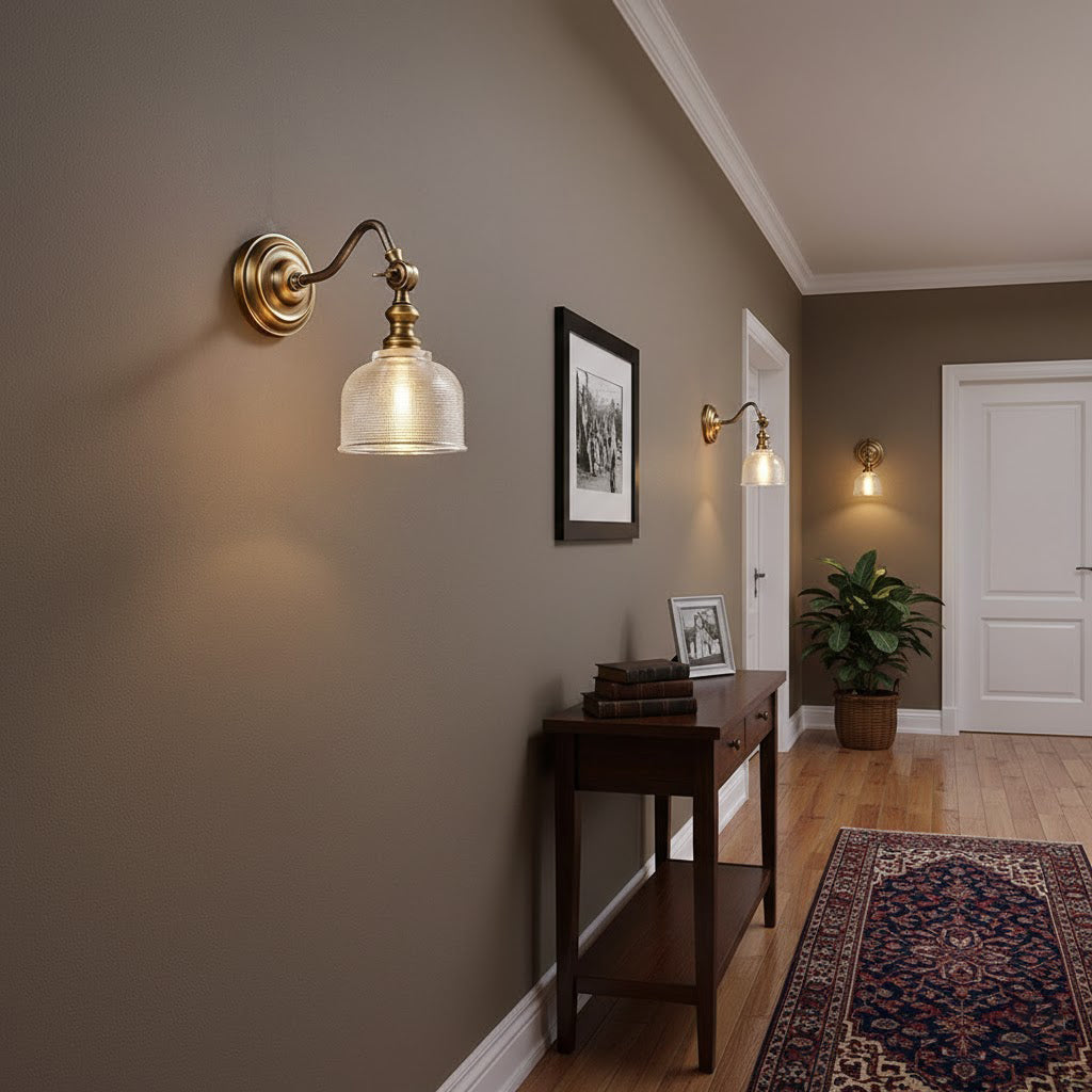 Tristan Wandlamp Messing & Glas – Klassiek Design met Warm Licht voor Keuken Eetkamer Woonkamer