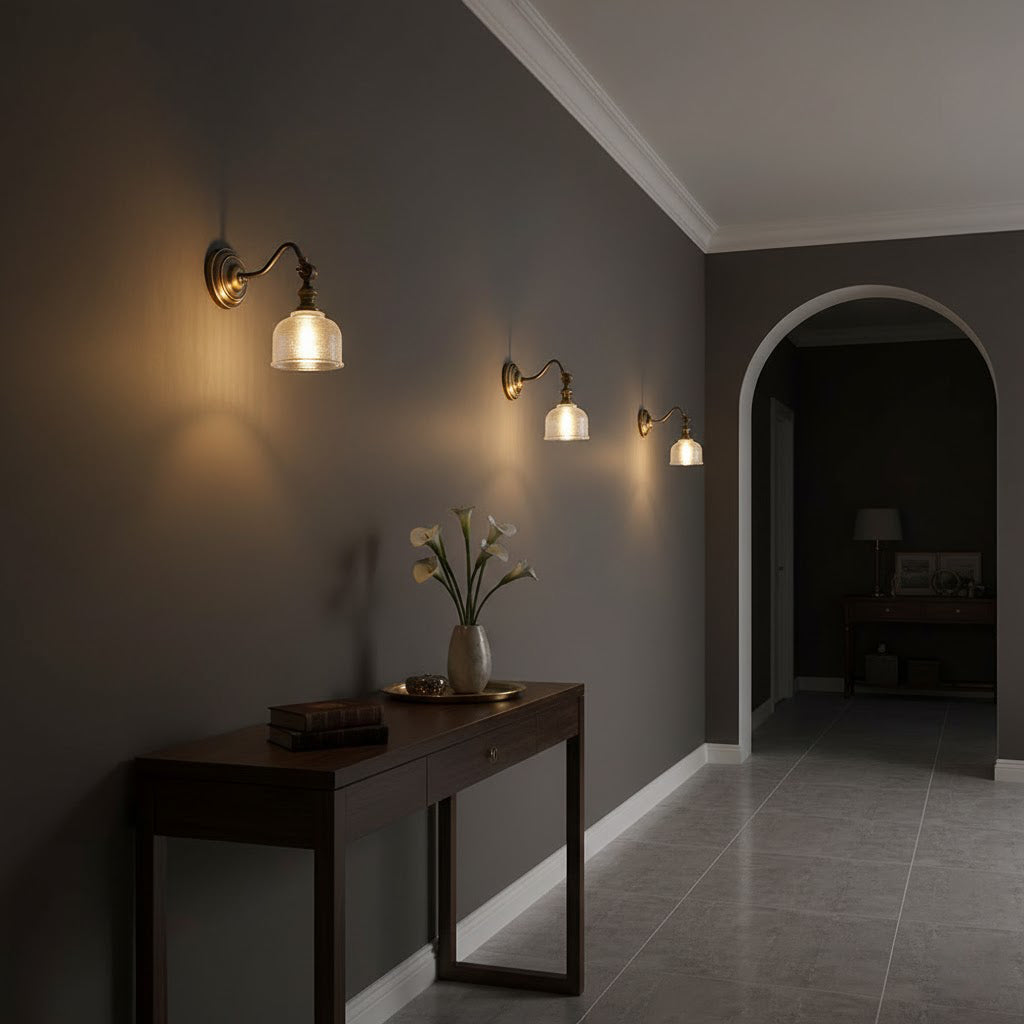 Tristan Wandlamp Messing & Glas – Klassiek Design met Warm Licht voor Keuken Eetkamer Woonkamer
