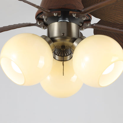Plafondventilator met Verlichting Eikenfinish ø80cm Dimbaar Afstandsbediening 6 Snelheden Interieur Moderne Ventilator met Verlichtingskap Beige