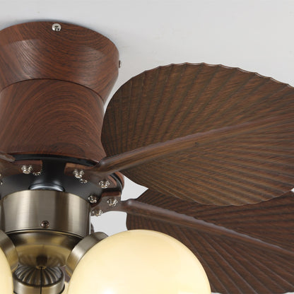 Plafondventilator met Verlichting Eikenfinish ø80cm Dimbaar Afstandsbediening 6 Snelheden Interieur Moderne Ventilator met Verlichtingskap Beige