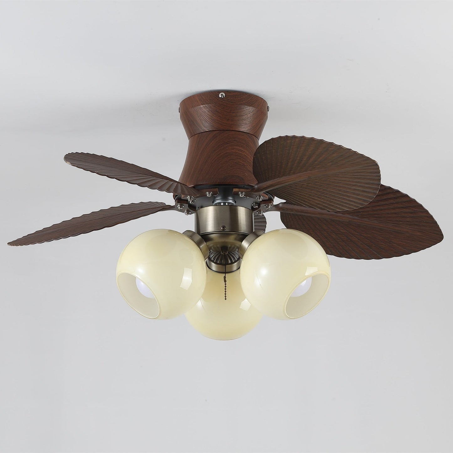 Plafondventilator met Verlichting Eikenfinish ø80cm Dimbaar Afstandsbediening 6 Snelheden Interieur Moderne Ventilator met Verlichtingskap Beige