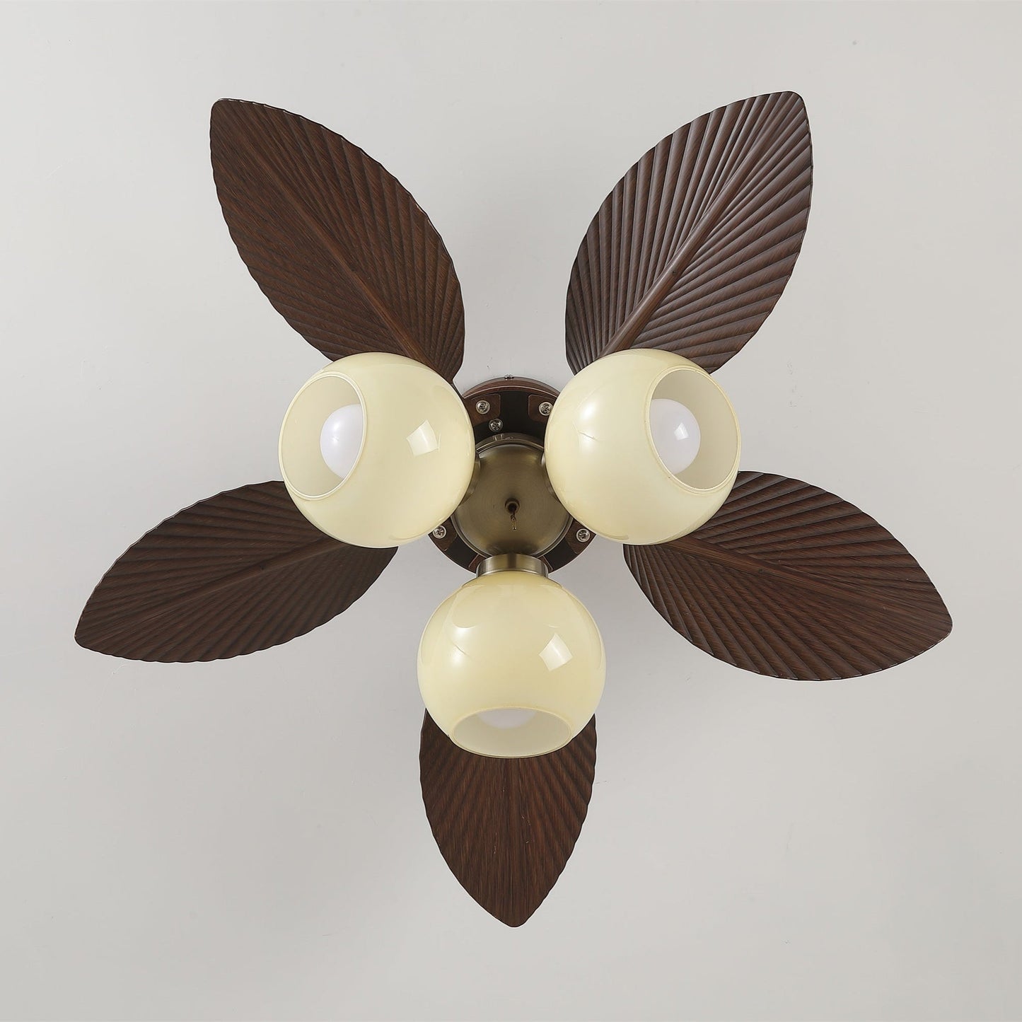 Plafondventilator met Verlichting Eikenfinish ø80cm Dimbaar Afstandsbediening 6 Snelheden Interieur Moderne Ventilator met Verlichtingskap Beige