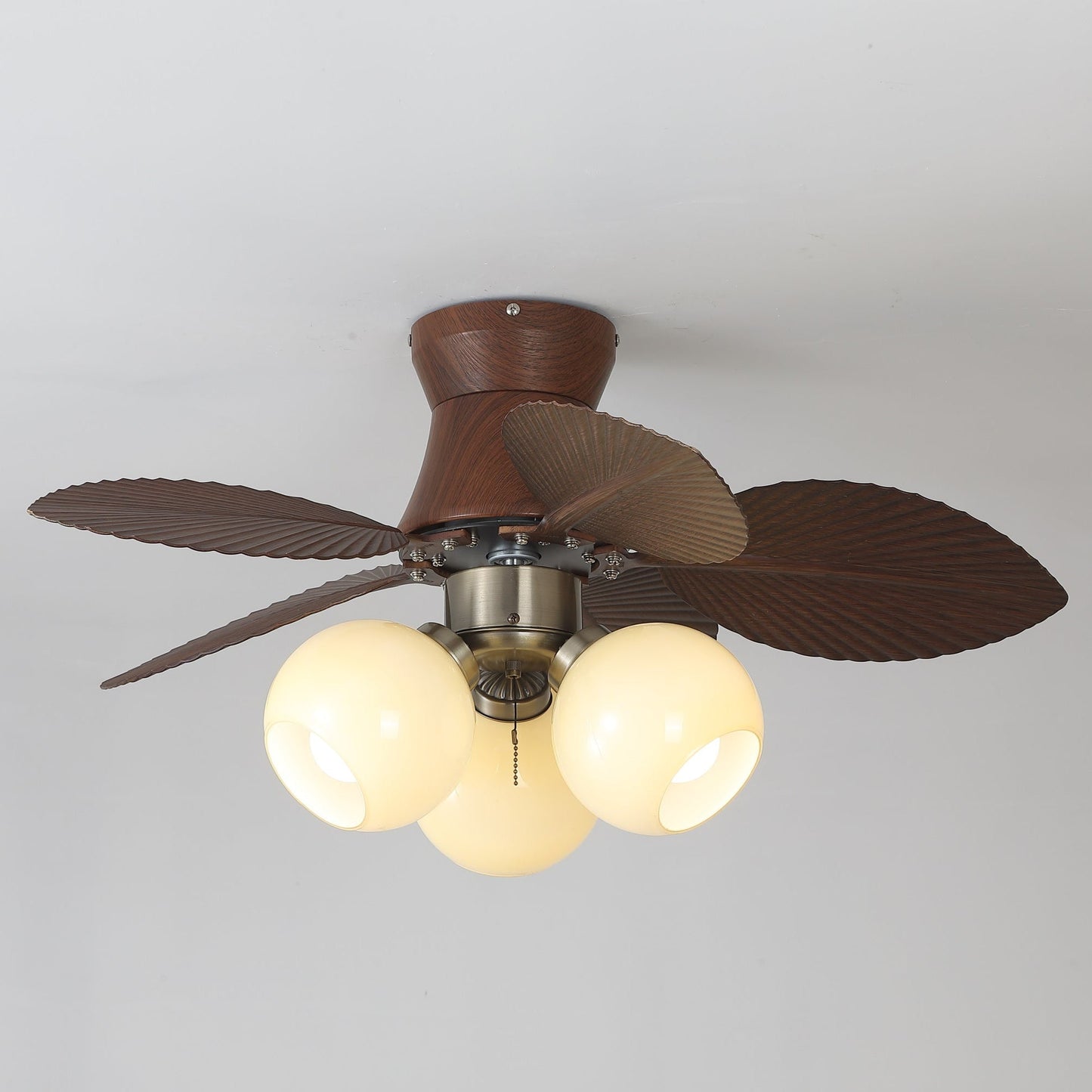 Plafondventilator met Verlichting Eikenfinish ø80cm Dimbaar Afstandsbediening 6 Snelheden Interieur Moderne Ventilator met Verlichtingskap Beige