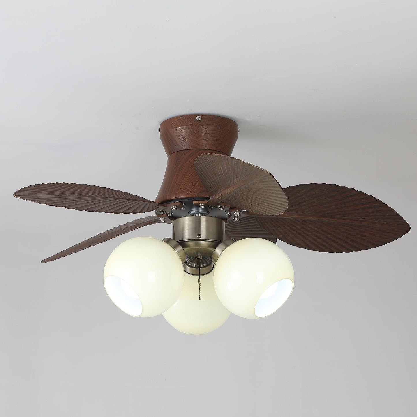 Plafondventilator met Verlichting Eikenfinish ø80cm Dimbaar Afstandsbediening 6 Snelheden Interieur Moderne Ventilator met Verlichtingskap Beige