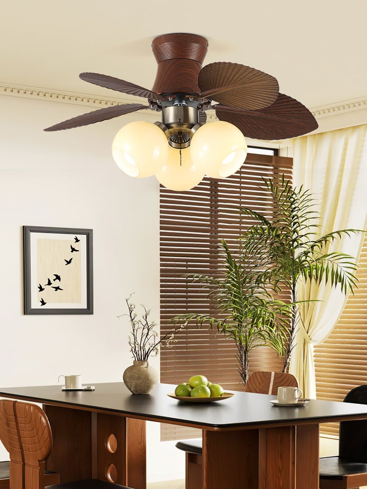 Plafondventilator met Verlichting Eikenfinish ø80cm Dimbaar Afstandsbediening 6 Snelheden Interieur Moderne Ventilator met Verlichtingskap Beige