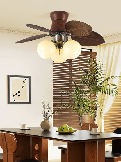 Plafondventilator met Verlichting Eikenfinish ø80cm Dimbaar Afstandsbediening 6 Snelheden Interieur Moderne Ventilator met Verlichtingskap Beige
