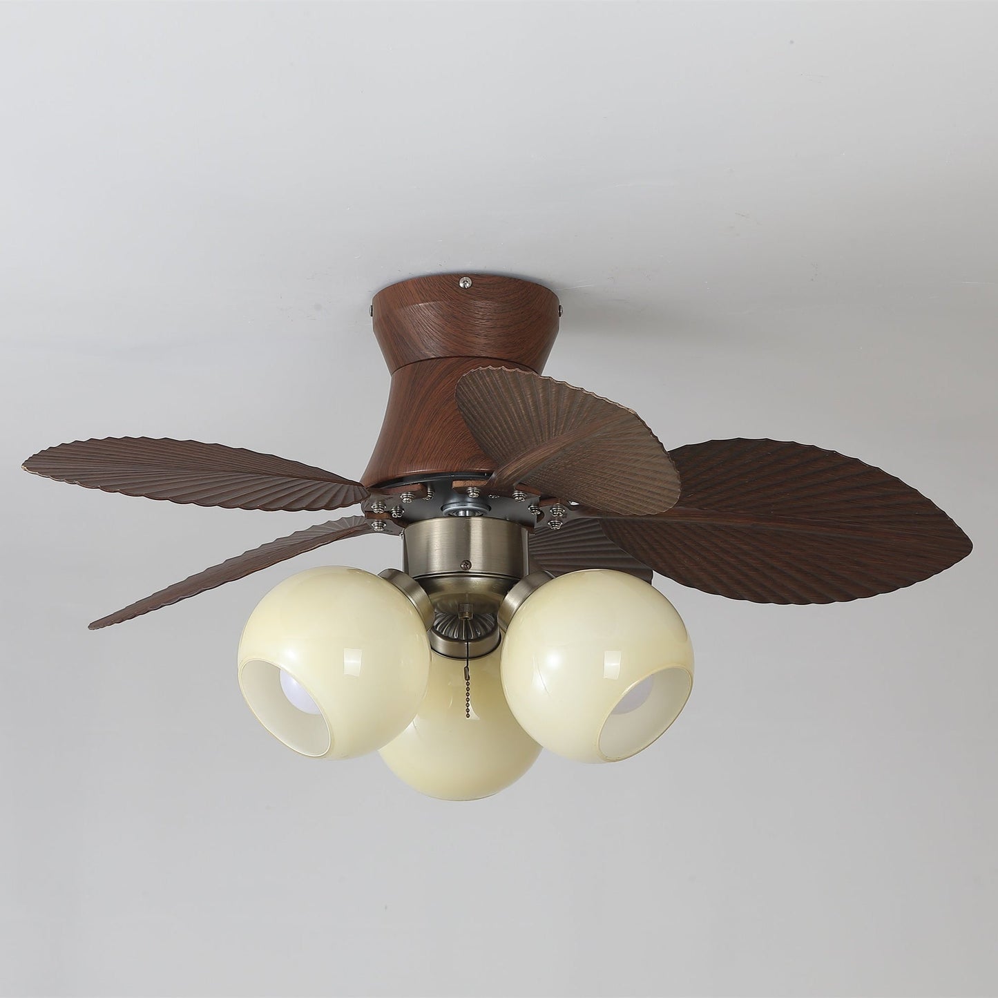 Plafondventilator met Verlichting Eikenfinish ø80cm Dimbaar Afstandsbediening 6 Snelheden Interieur Moderne Ventilator met Verlichtingskap Beige